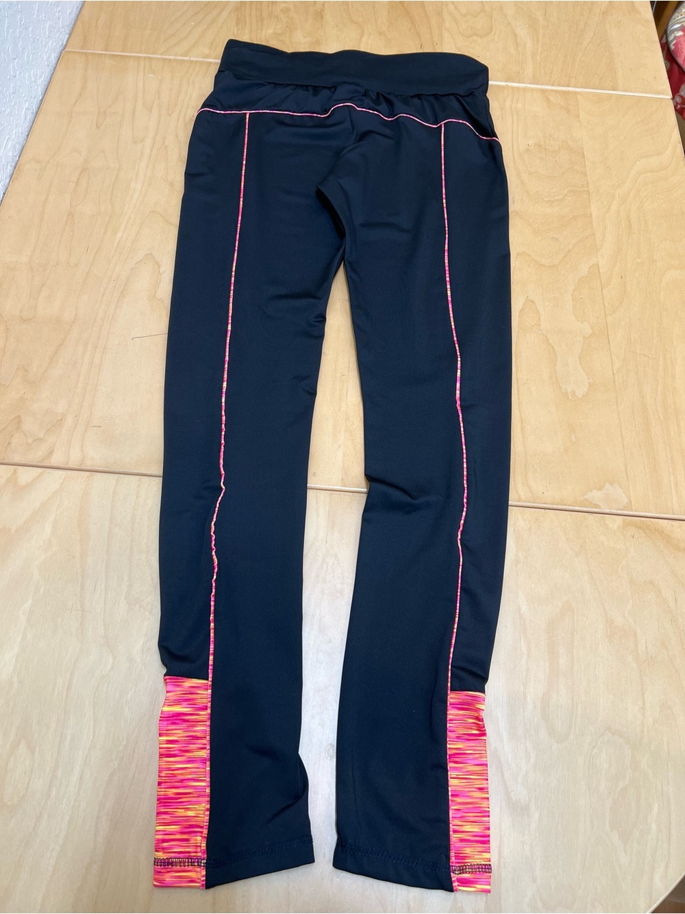 Girls' Black Leggings with Pink Accent Cuffs size L